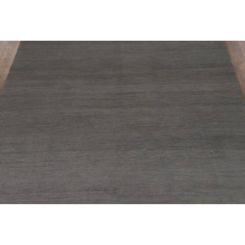 Solid Gray Gabbeh Oriental Area Rug Hand-Knotted Wool Carpet - 6'8" x 9'10"