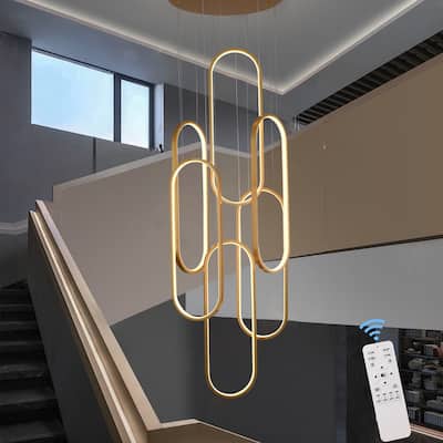 6 Ring Modern Chandelier Large LED High Ceiling Chandeliers