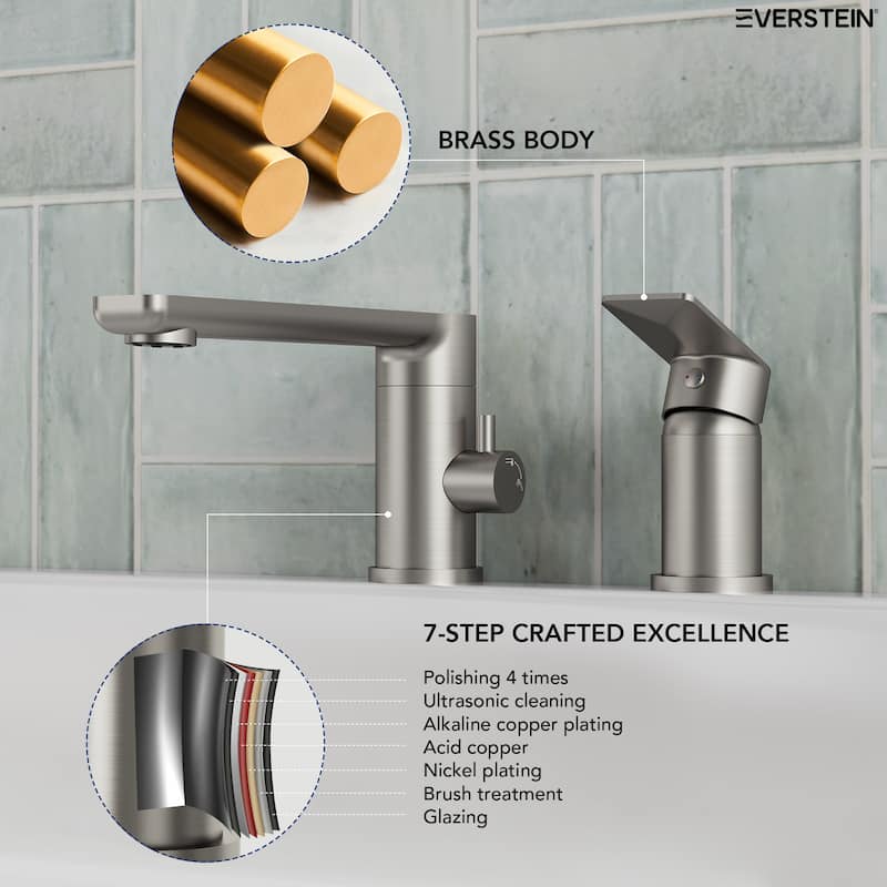 Modern Tub Filler with Hand Sprayer Deck Mount Tub Faucet with Hand Shower 3 Holes Bathtub Faucet Brass