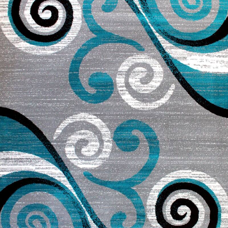 Modern Distressed Swirl Abstract Style Indoor Area Rug