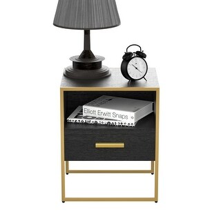 Update Modern Nightstand with 1 Drawers Black - Bed Bath & Beyond ...