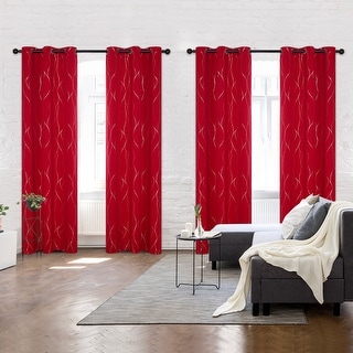 Deconovo 38 Width Silver Line and Dots Colorful Curtains(4 Panel) - Bed ...