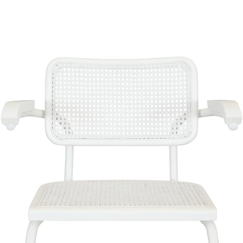 Breuer Chair Company Marcel Breuer Cesca Cane Cantilever Armchair Arm Chair w/ White Steel Frame (Various Wood & Cane Colors)