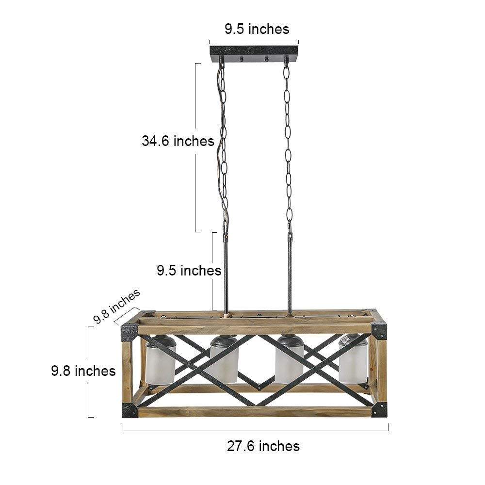 light wood rectangle island chandelier 