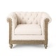 preview thumbnail 14 of 18, Castalia Chesterfield Tufted Club Chair by Christopher Knight Home - 39.00" L x 33.50" W x 28.00" H Beige + Dark Brown