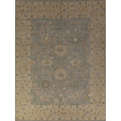 Hand Knotted Oriental 100% Wool Carpet Transitional All-Over Greys & Charcoal Oushak Area Rug - 10' 0'' X 8' 1''
