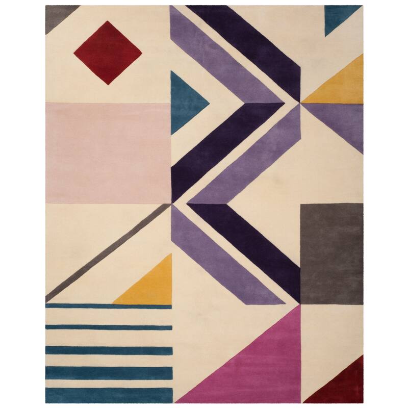 SAFAVIEH Handmade Fifth Avenue Dietlind Mid-Century Modern Wool Rug - 8' x 10' - Ivory/Purple