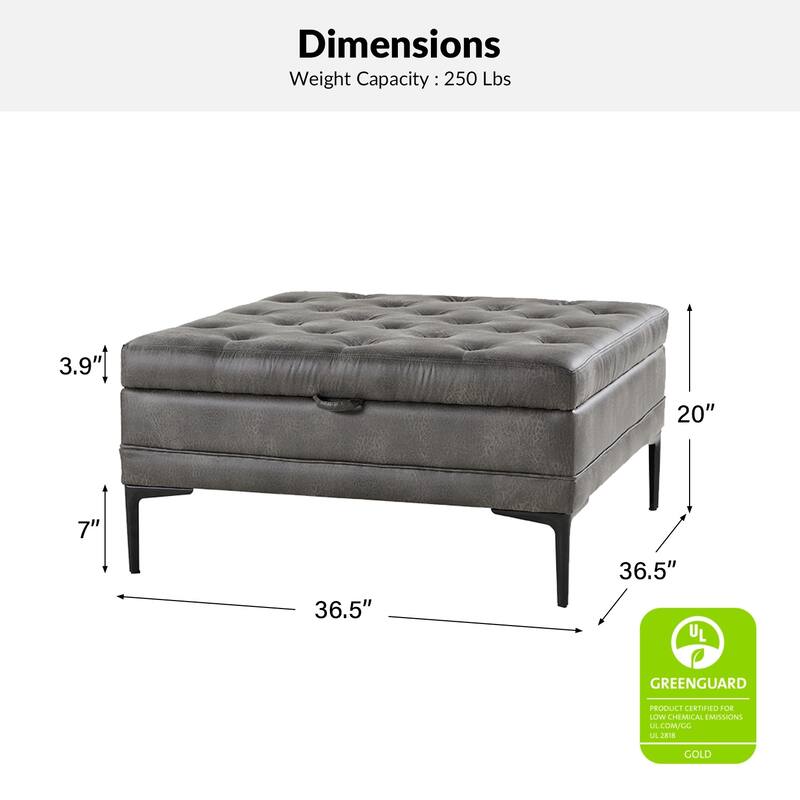Geoffrev Transitional Lift Top Storage Button-Tufted Cocktail Ottoman by HULALA HOME
