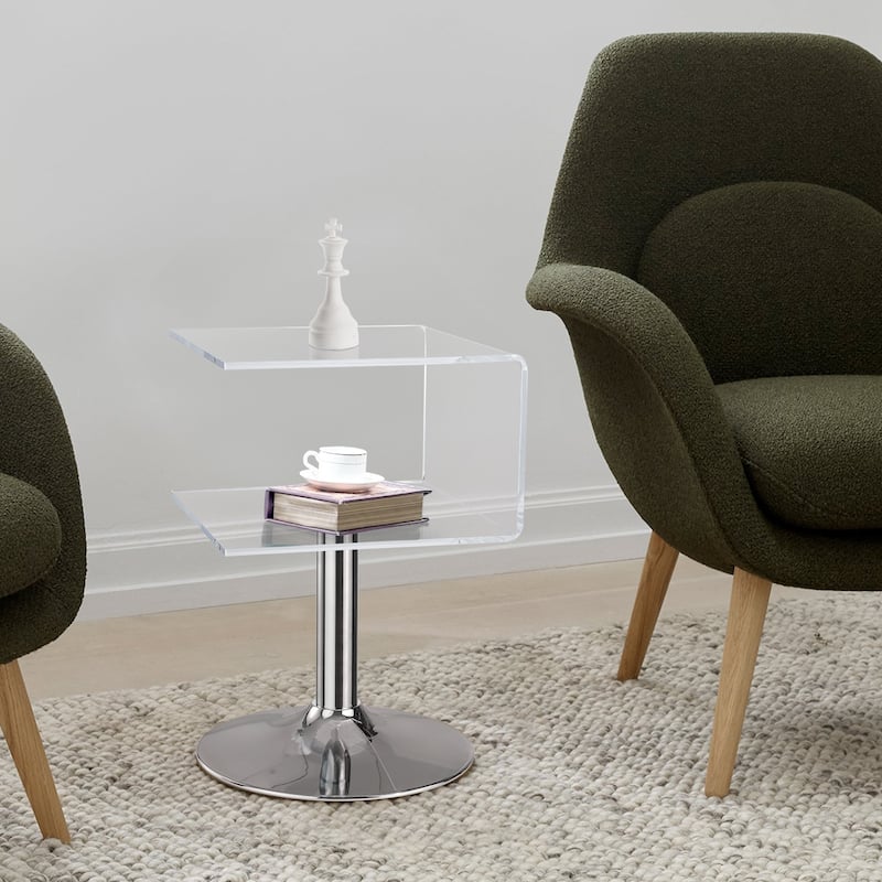 Modern Acrylic Clear Side Table C-shaped End Table - 23.6"H x 15.8"W x 15.8"L