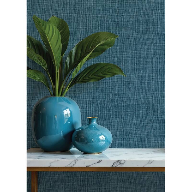 A-Street Prints Alba Dark Blue Open Weave Wallpaper