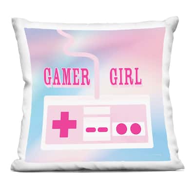 Stupell Pastel Gamer Girl Controller Decorative Printed Throw Pillow Design by Yass Naffas Designs