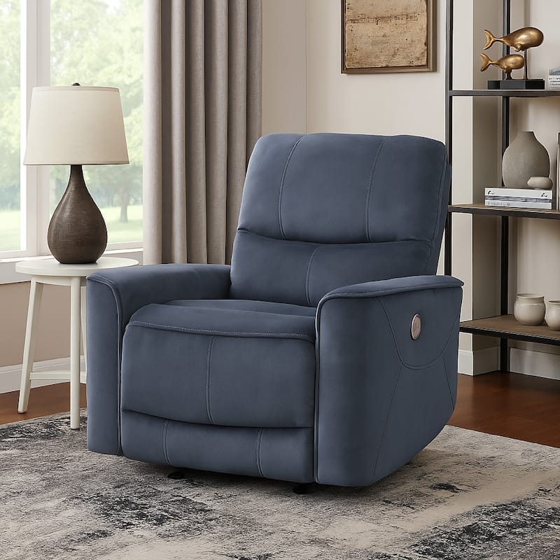 Erten Power Rocker Reclining Chair, Dark Gray Velvet, Solid Wood