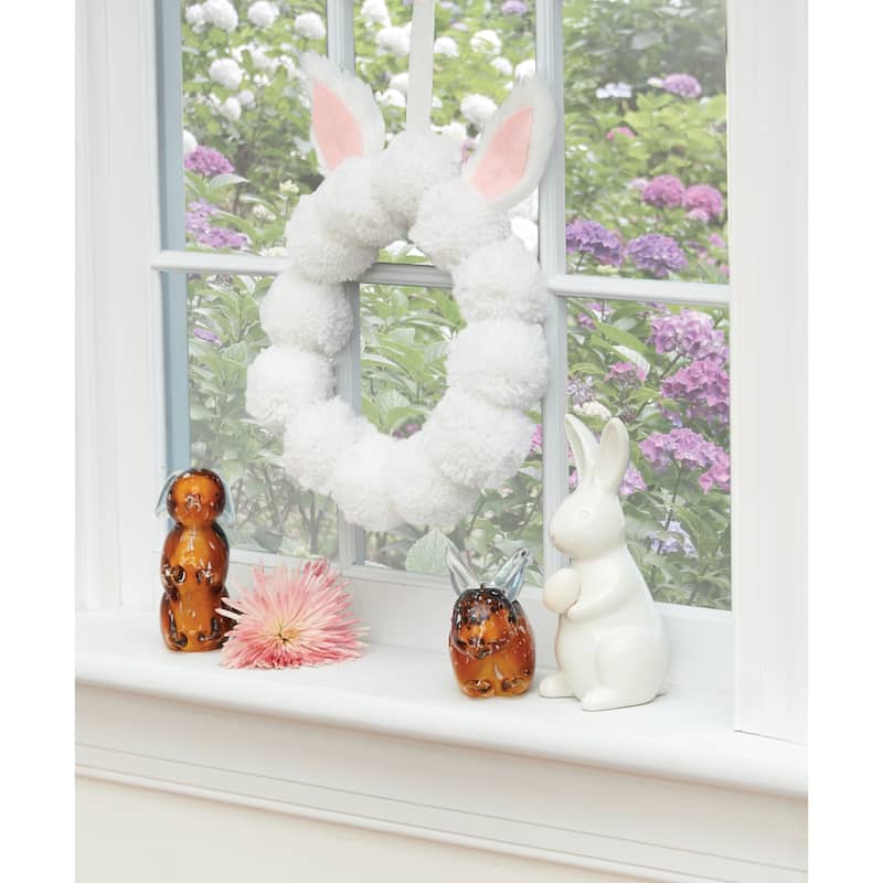 13" Fluffy Easter Bunny Spring Decorative Hanging Wreath