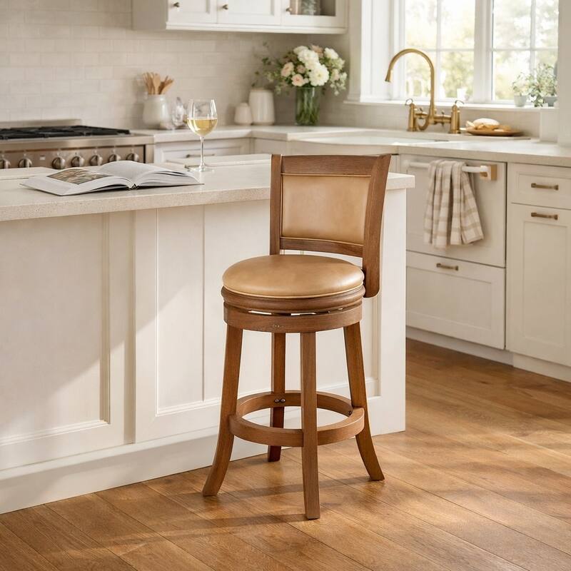 Augusta Wood Upholstered Swivel Counter Barstool