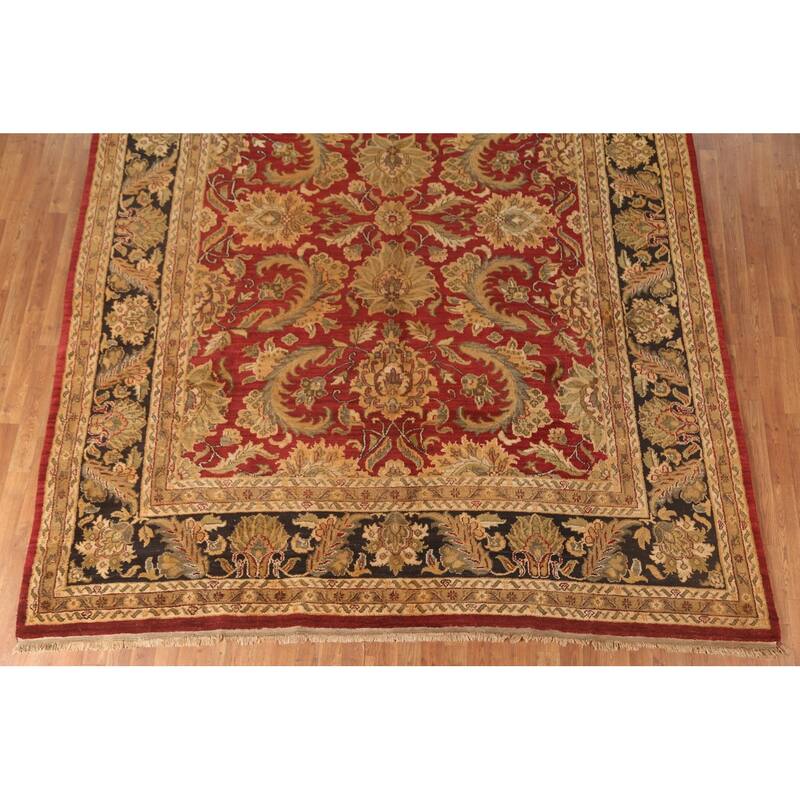 All-Over Floral Agra Oriental Area Rug Hand-Knotted Wool Carpet - 9'0" x 11'9"