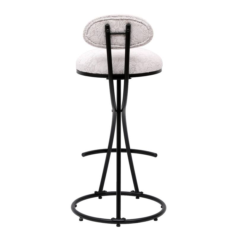 Round Print Bar Stools Set Of 2 Metal Upholstered Chairs