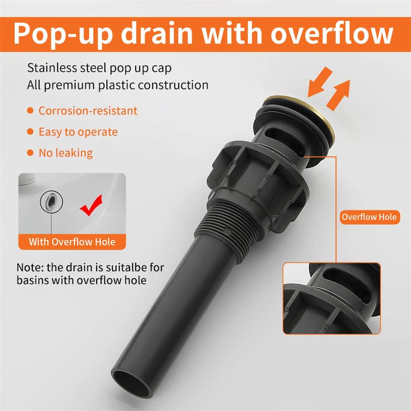 Single Handle Waterfall Bathroom Sink Faucet with Pop-up Drain 304 Stainless Steel 1 Hole Basin Vanity Faucets with Deck Plate