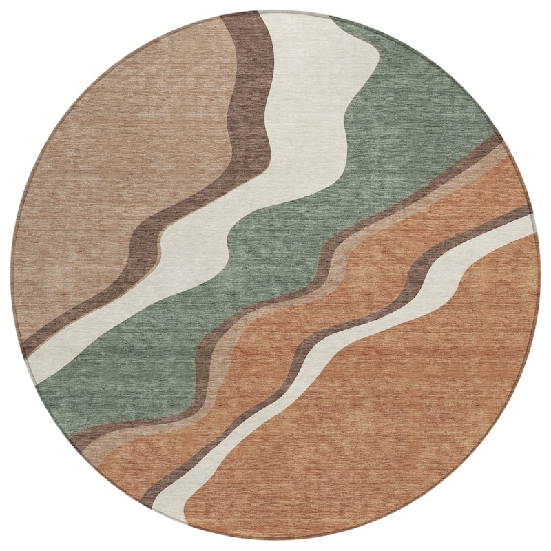 Machine Washable Indoor/ Outdoor Modern Valley Chantille Rug