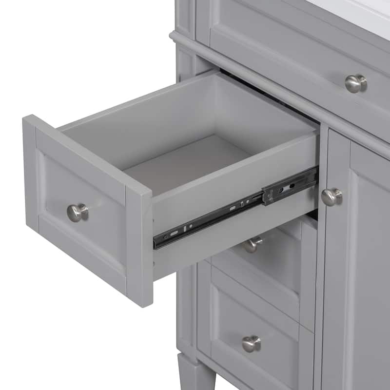 Plywood Freestanding Bathroom Vanity Set in Maple with Mirror Cabinet - 30" x 18"