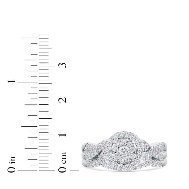 3/8Ct TDW Diamond Halo Twist Shank Bridal Set in 10K Gold for Women