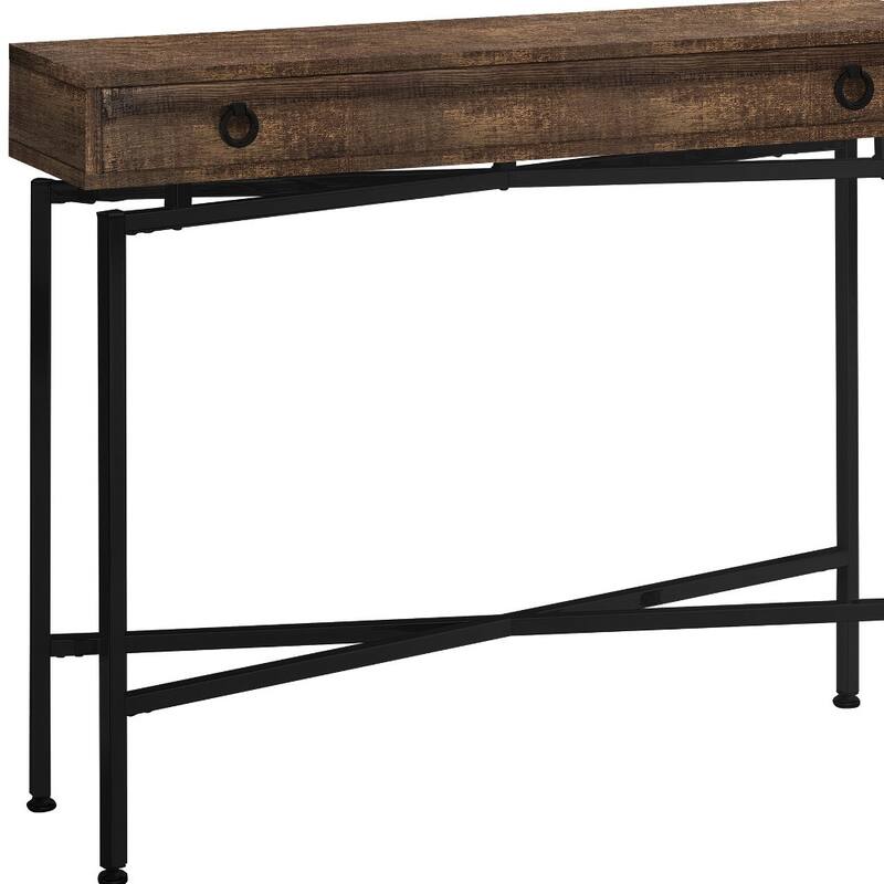 HomeRoots 43" Brown And Black Cross Leg Console Table - 42.5