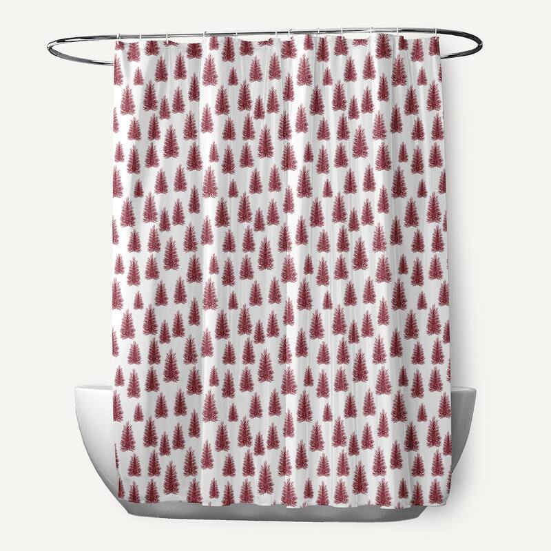 Christmas Trees Pattern Shower Curtain - True Red