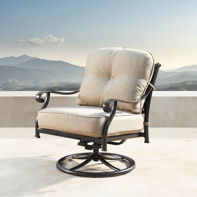 Aluminum 44in Fire Table Set with Four Swivel Rockers & Accessories
