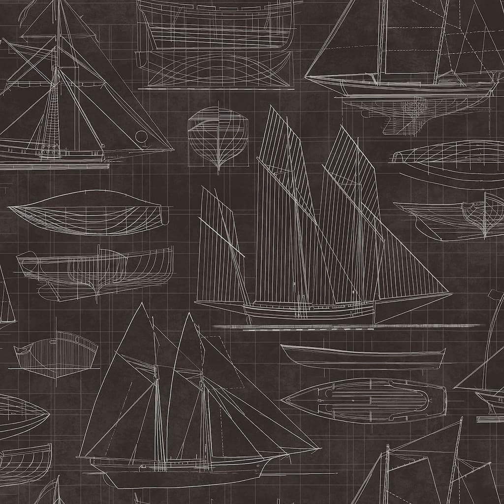 Galerie Wallcoverings Deauville 2 Nautical Blueprint Non-woven Matte Wallpaper Roll