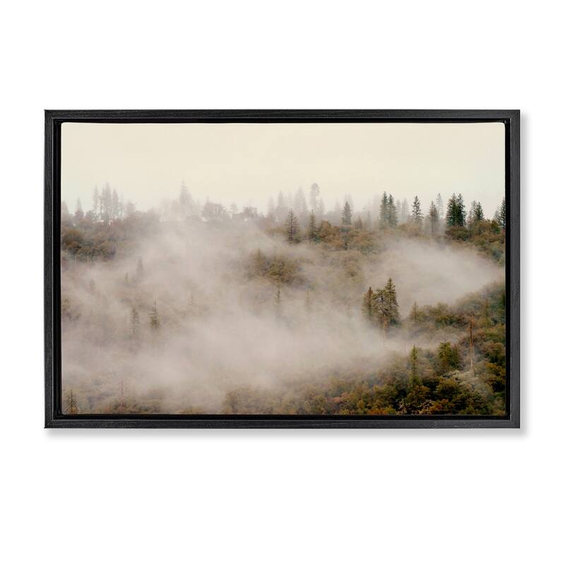 Stupell Morning Fog over Trees Framed Floater Canvas Wall Art Design By Gemma Bardot - 25 x 17 - Black