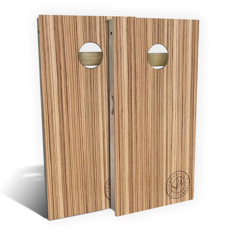 Zebra Wood Outdoor Cornhole Board Set - Backyard 2x4 - NO Accessories