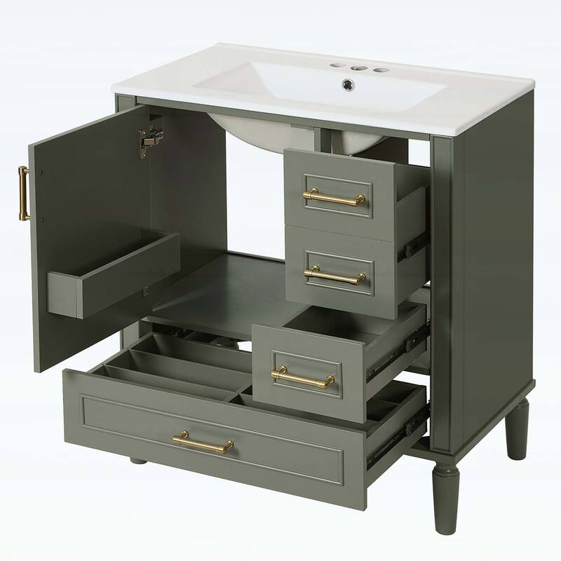 Bathroom Vanity with Ceramic Sink,Soft-Close Door,Multiple Drawers,and Ample Storage for Modern Bathrooms