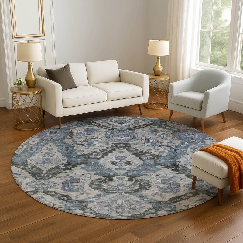 Premium Washable Super Soft Global Traditional Mayfield Rug - Gray - 8' x 8'