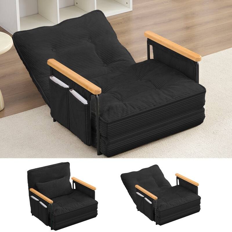 Mixoy Muti-Functional Folding Floor Sofa Bed,3-Seater,2-Seater,1-Seater Lazy Futon Sofa with 6 Position Adjustable Backrest - 29.9''*28''*26.4'' - BLACK