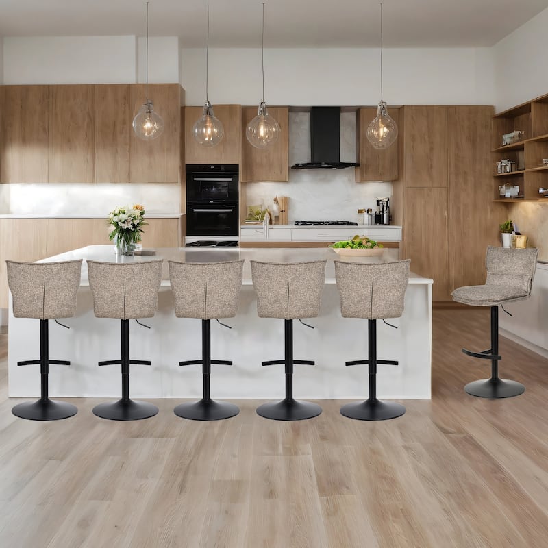 Swivel Adjustable Height with Armless Bar Stools - Set of 6 - Grey