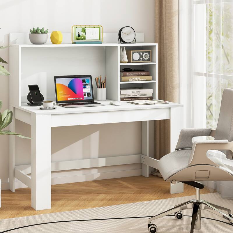 Gymax Home Office Computer Desk Study Table Writing Workstation Hutch