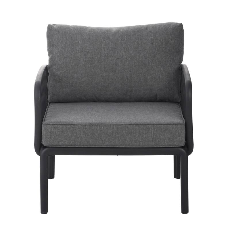 Black Gray Patio Chair Armchair Reading Chair Accent Chair with Cushion, Padded Chair Club Chair Reception Chair