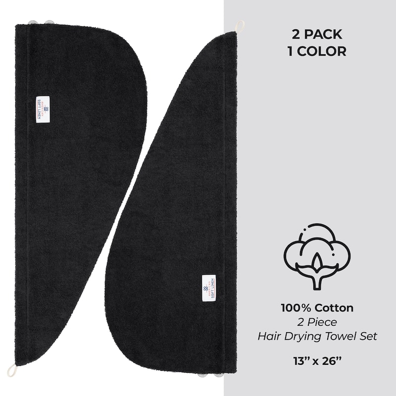 American Soft Linen 100% Cotton Hair Drying Towels for Women, Cotton Hair Turban Turkish Towel Wrap, Head Towel Cap for Hairs