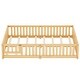 preview thumbnail 9 of 109, Pine Wood Floor Bed with Safety Guardrails and Door for Kids, Boys, Girls, Bedroom