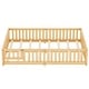 preview thumbnail 9 of 26, Queen Size Pine Wood Floor Bed with Safety Guardrails and Door for Kids