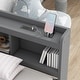 preview thumbnail 11 of 12, Twin Size L-shaped Bookcases Bed with Power Outlets, USB Charging Ports, 2 Drawers,Espresso