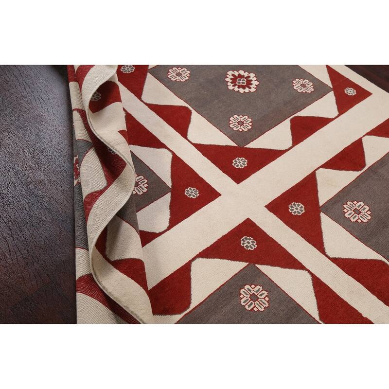 Geometric Gabbeh Kashkoli Area Rug Hand-knotted Oriental Wool Carpet - 6'1" x 8'11"