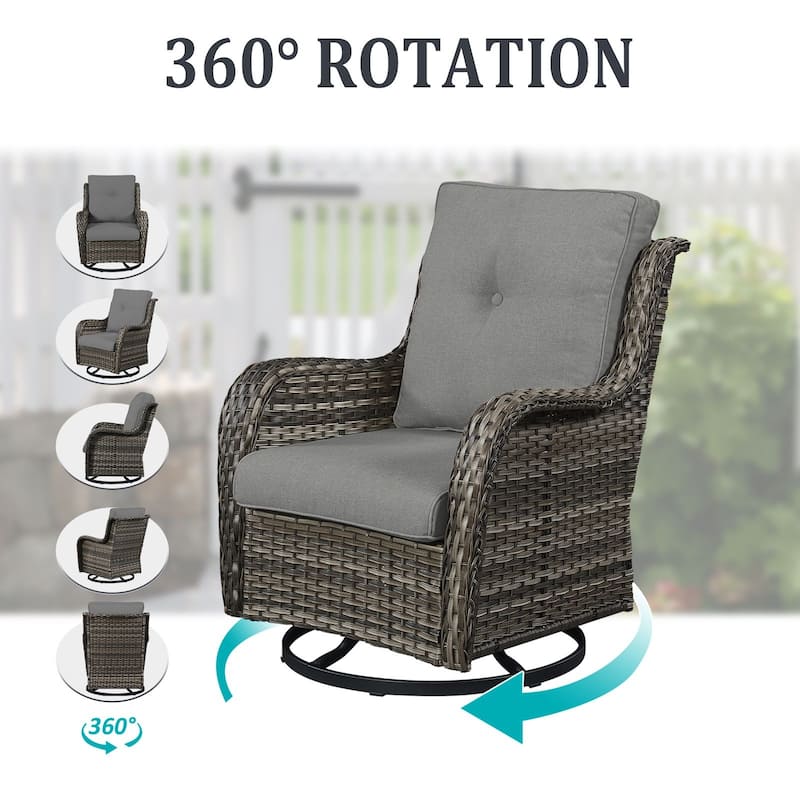 Gymojoy Wicker Swivel Glider Chair with Water-Resistant Olefin Cushions