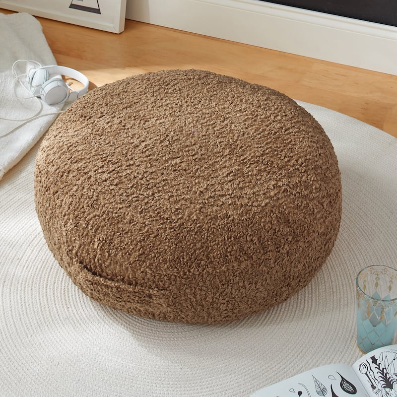 Sorra Home Indoor Soft-Textured Circle Floor Pillow with Handle - Zazzle Taupe