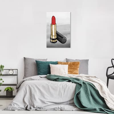 Wynwood Studio Canvas Fashion and Glam Fancy Lipstick III DUSK Gold and Metallic Gold Glam Wall Art Canvas Print