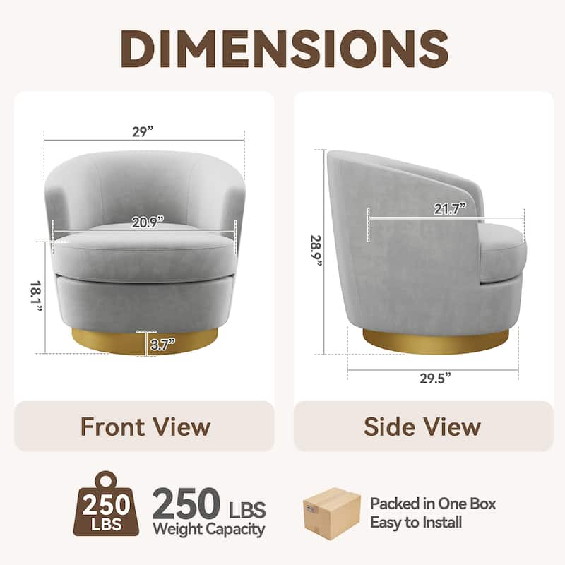 360 Degree Velvet Swivel Club Chair, Soft & Comfotable