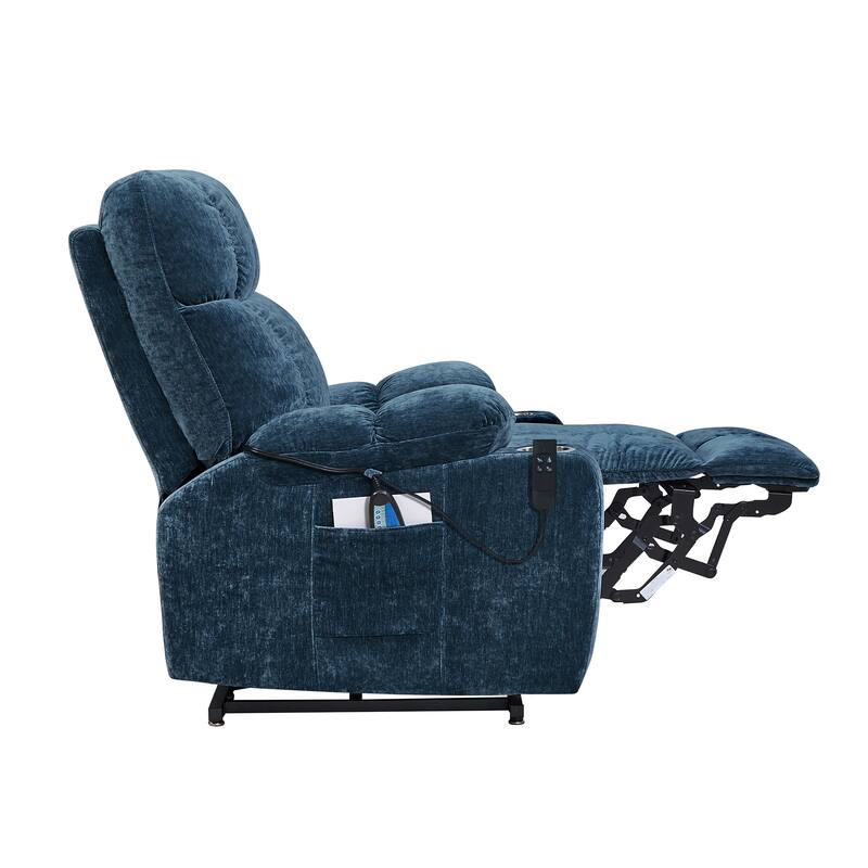 Red Dual OKIN Motor Lift Recliner for Seniors with Heat, Massage, 180° Lay Flat Capability, Adjustable Backrest & Footrest