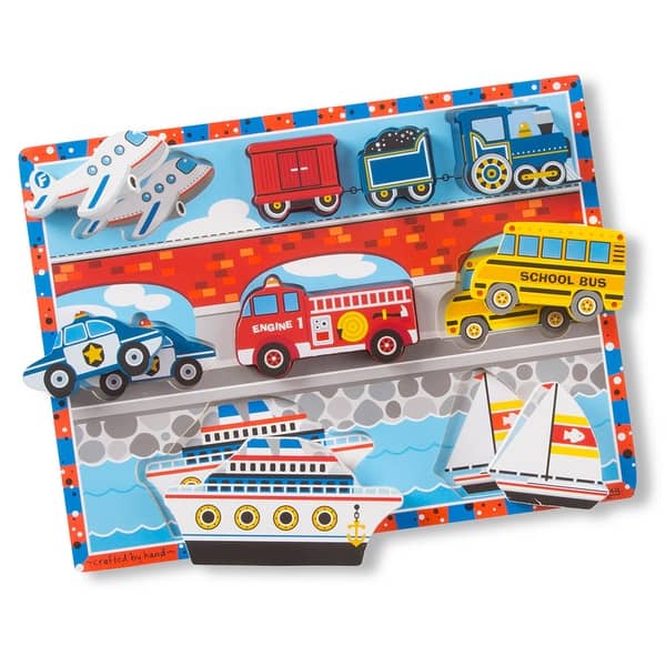 slide 2 of 3, Melissa & Doug Vehicles Chunky Puzzle, 9" x 12", 9 Pieces - Multi Multi - STEM - Kids