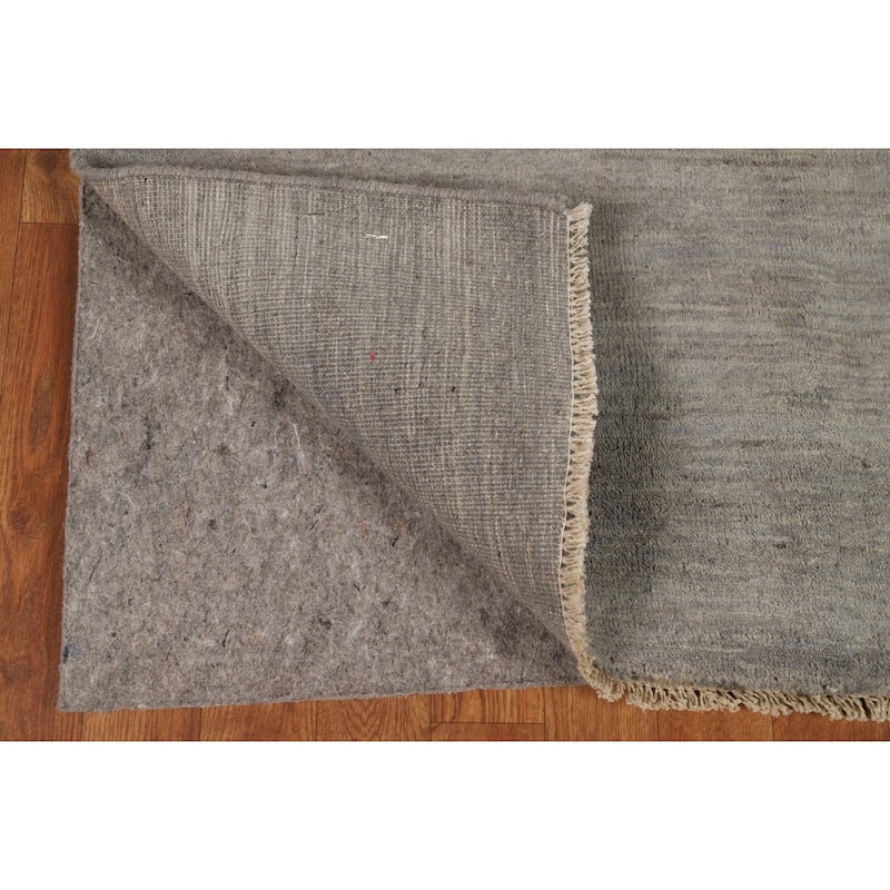 Gray Modern Gabbeh Oriental Square Area Rug Handmade Wool Carpet - 4'0"x 3'11"