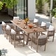 preview thumbnail 1 of 9, 9 - Piece Wooden Outdoor Dining Set with Cushions Beige