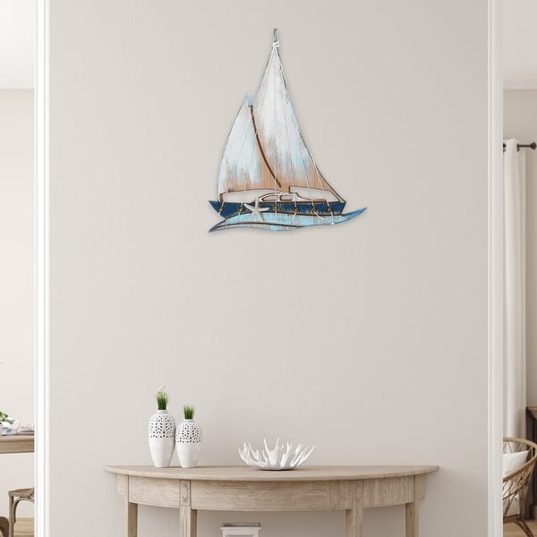 slide 3 of 3, IH Casa Decor Polyresin Sail Boat Wall Decor Multi